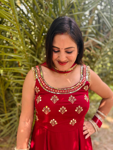 Cheery Red Anarkali
