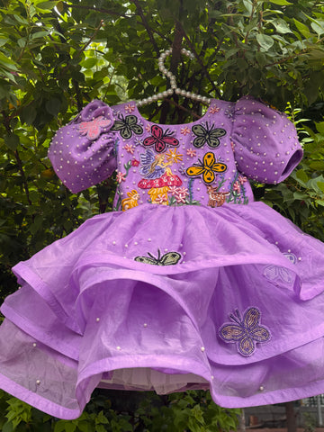 Lavender Handcrafted and Painted Dress