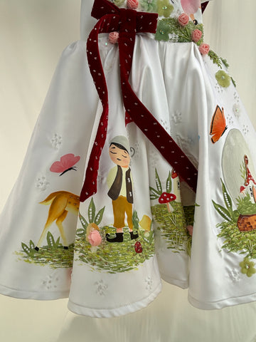 White Hand painted birthday dress for little princess