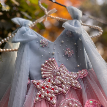 Dual Tone Handmade Mother Daughter Dress Set