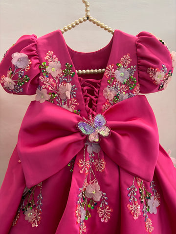 Deep Pink Handmade Baby Dress