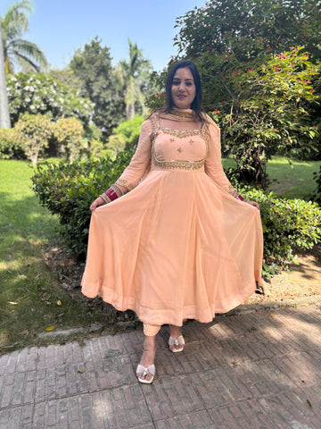 LD- 013 Peach Handmade Anarkali Set