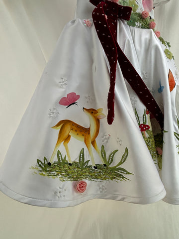White Hand painted birthday dress for little princess