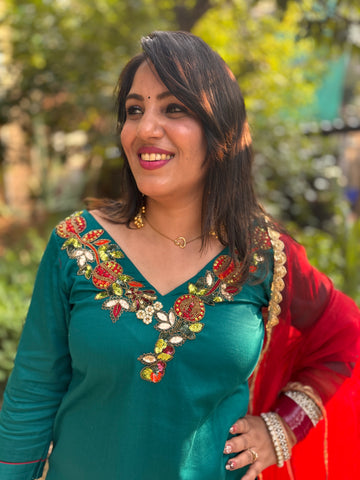 LD-005 Red And Green Handmade Suit Set