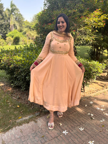 LD- 013 Peach Handmade Anarkali Set