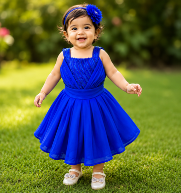 Blue Corded Birthday Dress