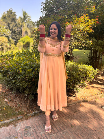 LD- 013 Peach Handmade Anarkali Set