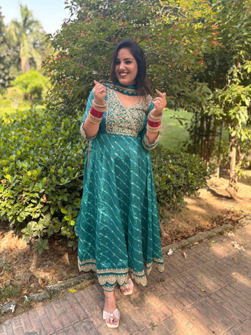 LD- 011 Green Bandhani Print Anarkali