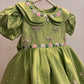 Olive Green Double Collar Handmade Dress