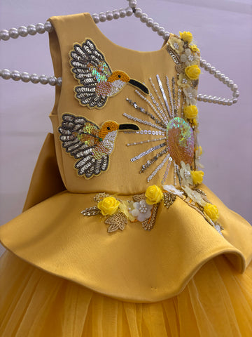 Mustard Yellow Handmade Baby Dress
