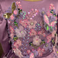 Lavender Satin Girls Dress | 3D Flowers & Butterfly Frock