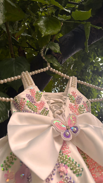 White colour beautiful dress of authentic handwork