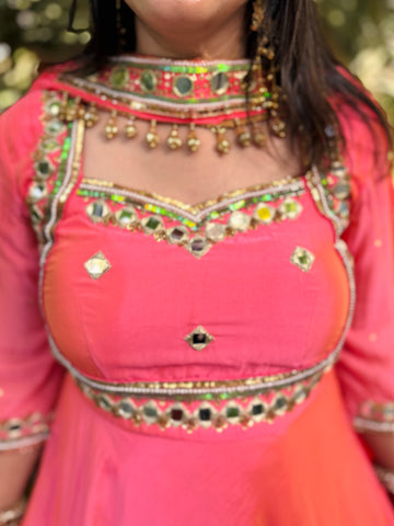 LD-009 Pink Handmade Anarkali Set