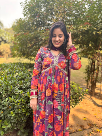 LD- 008 Printed Handmade Anarkali set