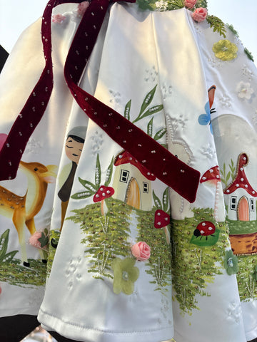 White Hand painted birthday dress for little princess