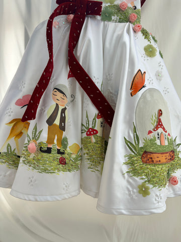 White Hand painted birthday dress for little princess