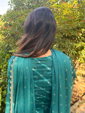 LD- 011 Green Bandhani Print Anarkali