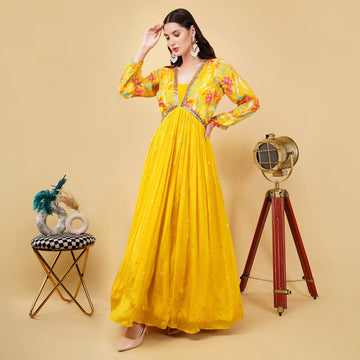 EF1026 - Mirror Work Printed Anarkali