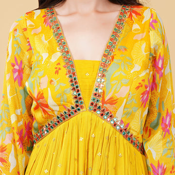 EF1026 - Mirror Work Printed Anarkali