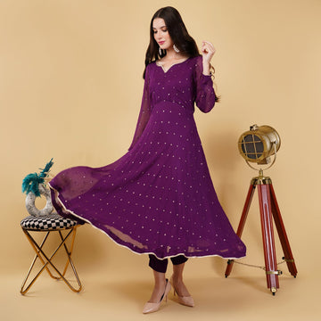 EF1028 - Purple Anarkali Set