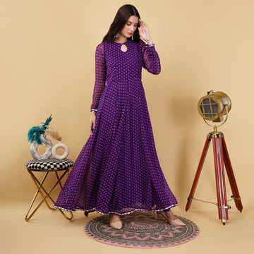 EF1030 - Purple Printed Anarkali
