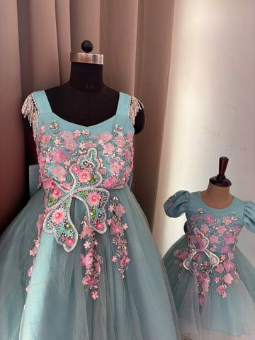 Blue Mother Daughter Dress