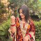 LD- 007 Printed Mirror work Kaftan Set with Potli