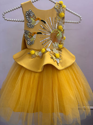 Mustard Yellow Handmade Baby Dress