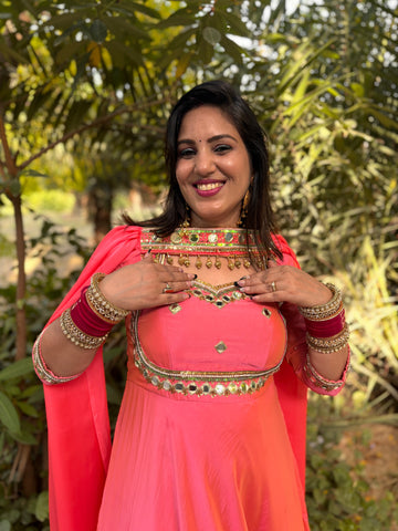 LD-009 Pink Handmade Anarkali Set