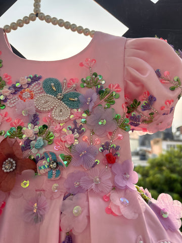 Pink Handmade Lavender Bow Dress