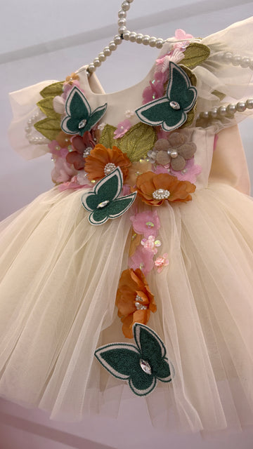 Beige Handmade 3D Dress