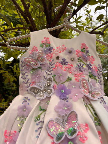 White Handmade 3D Butterfly Dress