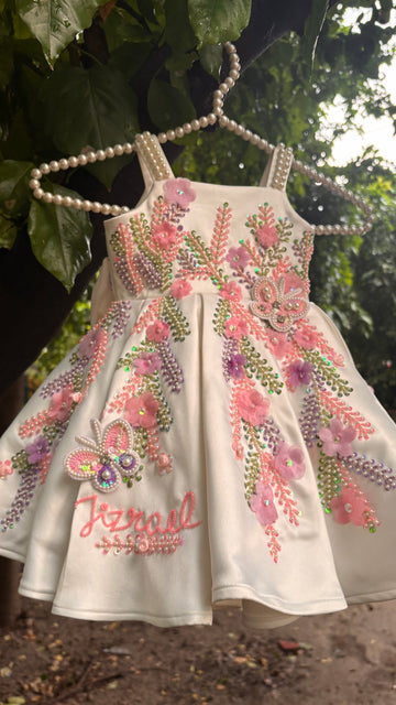 White colour beautiful dress of authentic handwork