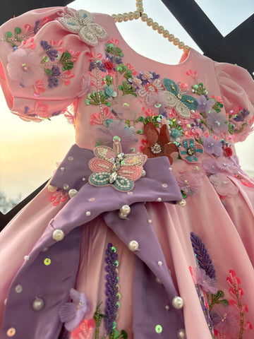 Pink Handmade Lavender Bow Dress