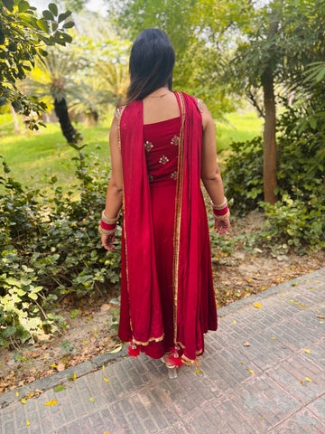 Cheery Red Anarkali