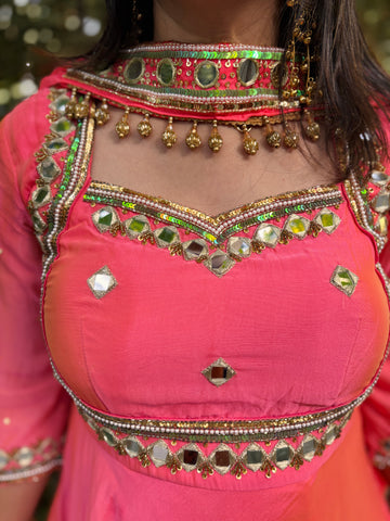 LD-009 Pink Handmade Anarkali Set