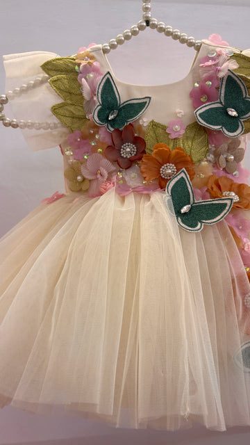 Beige Handmade 3D Dress