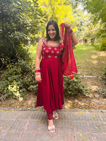 Cheery Red Anarkali