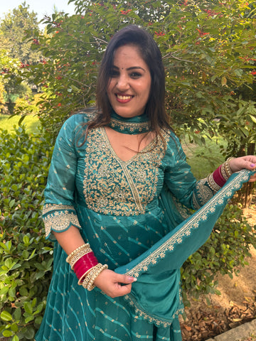 LD- 011 Green Bandhani Print Anarkali