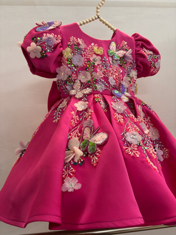 Deep Pink Handmade Baby Dress