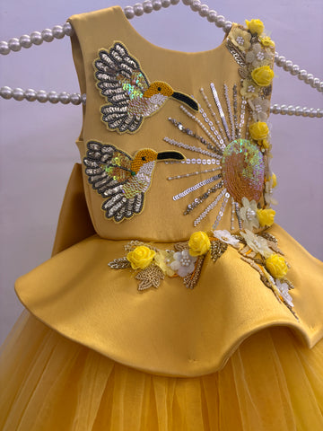 Mustard Yellow Handmade Baby Dress