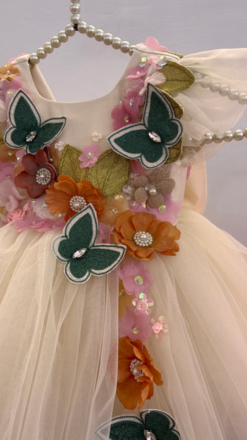 Beige Handmade 3D Dress