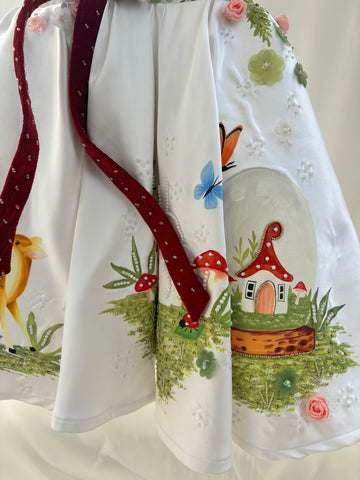 White Hand painted birthday dress for little princess