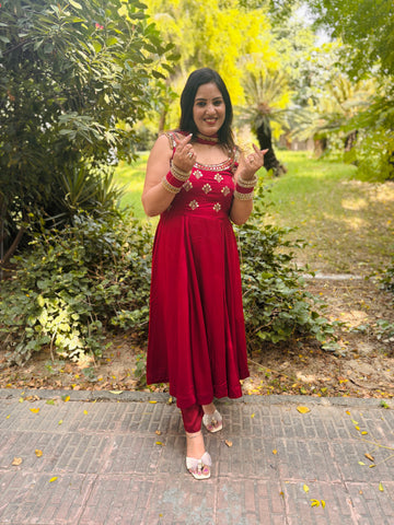 Cheery Red Anarkali