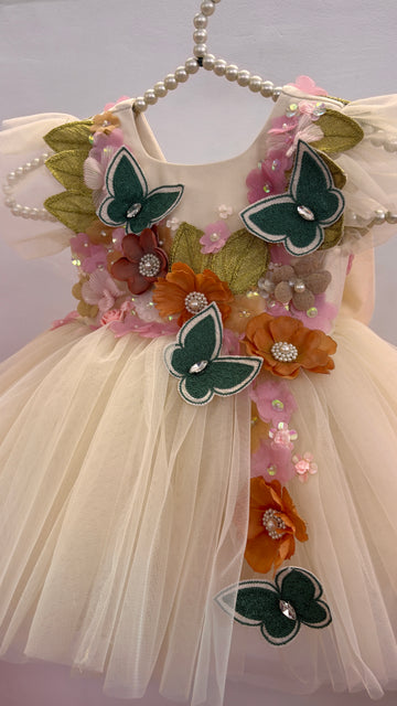 Beige Handmade 3D Dress