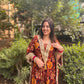LD- 007 Printed Mirror work Kaftan Set with Potli