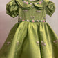 Olive Green Double Collar Handmade Dress