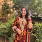 LD- 007 Printed Mirror work Kaftan Set with Potli