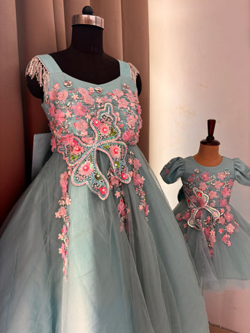 Blue Mother Daughter Dress