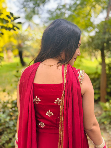 Cheery Red Anarkali